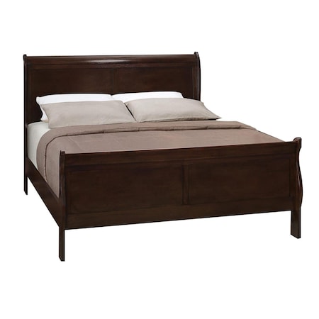 Benzara Traditional Style Wooden Queen Size Bed with Curved Headboard, Brown BM208177
